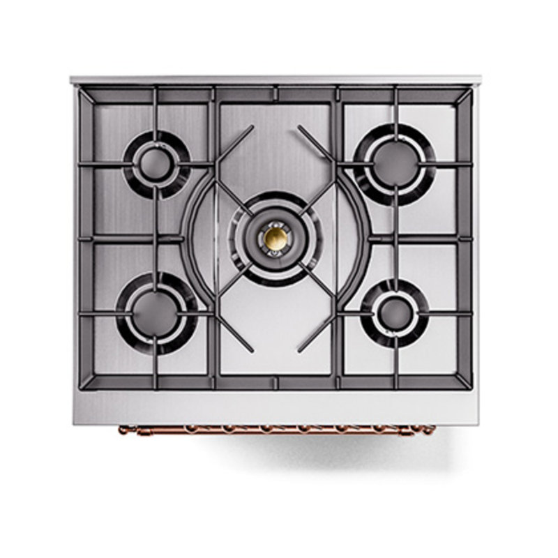 ILVE Nostalgie II Noblesse 30 in Dual Fuel Range, Liquid Propane, Graphite Matte/Copper