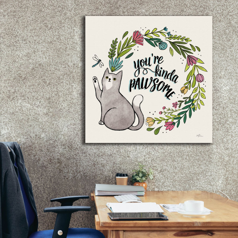 Art mural sur toile Trinx «Purrfect Garden V3» par Janelle Penner, 37 po x 37 po, H 37 po x l 37 po x P 1,5 po