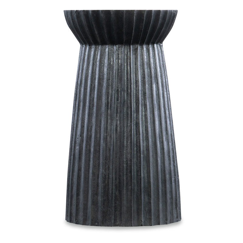 Black Mango Wood Round Pedestal End Table