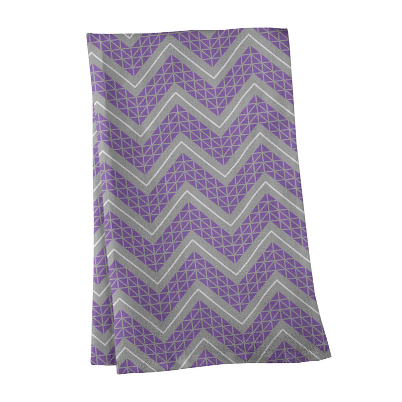 Stephenie Tea Towel Kitchen Towel, Light Purple/Gray/White, Poly Twill