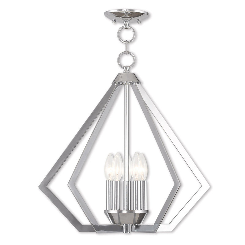 5 - Light Dimmable Cage Chandelier, White