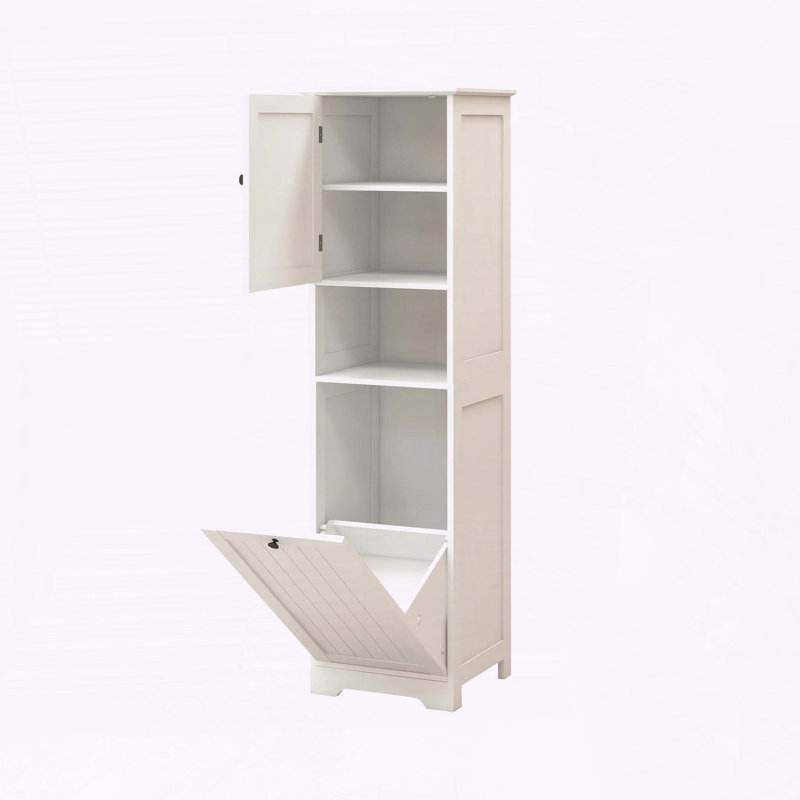 Armoire de trieur de linge inclinable - Blanc avec sacs en tissu amovibles