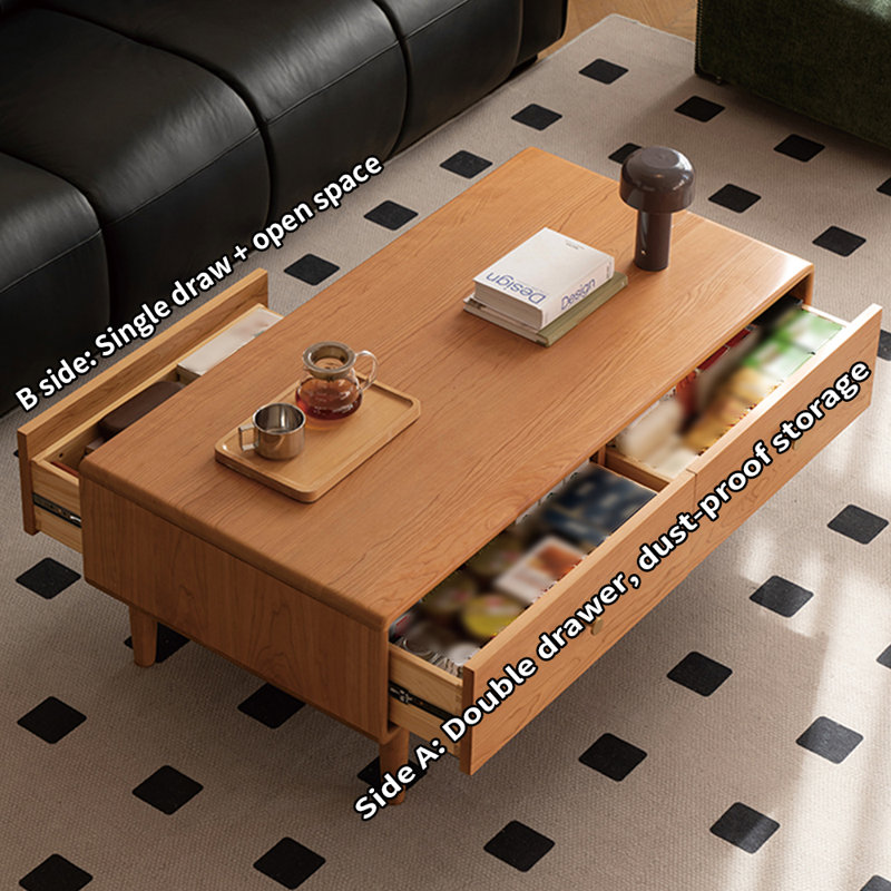 Table basse moderne en bois massif, H 17,71 po x L 47,24 po x l 23,62 po