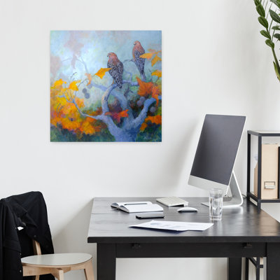 Art contemporain de la faune à oiseaux rouge