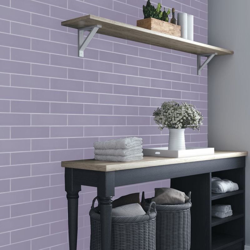 Curvaceous 3" x 6" Ceramic Wall Tile, Lilac