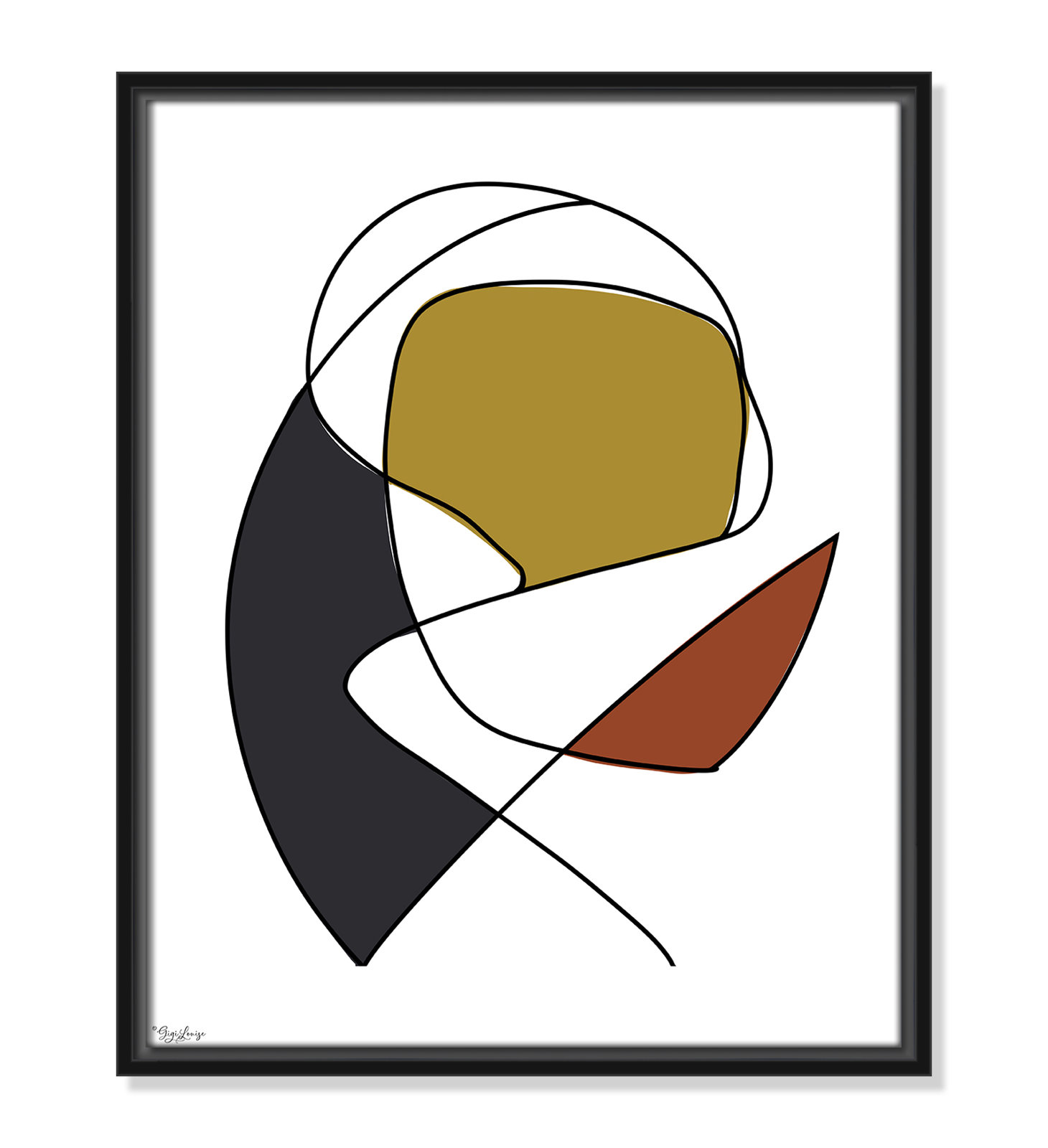 Paige "Abstract Tribeca 3" Print, Black, 21.5" H x 17.5" W x 2" D