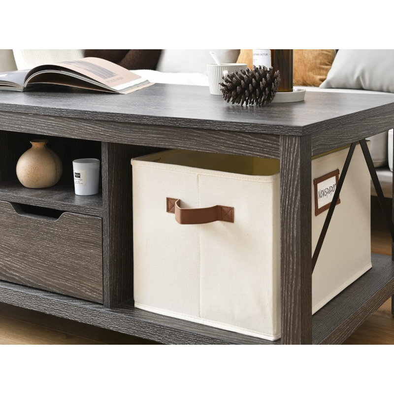 32 bacs de rangement décoratifs pour tablettes, paniers de rangement avec poignées en polyuréthane, lavage à la main, toile, blanc ivoire, paquet de 3