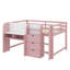 Lit mezzanine double avec bureau intégré, espaces de rangement, étagères à livres ouvertes et tableau blanc innovant-685120248