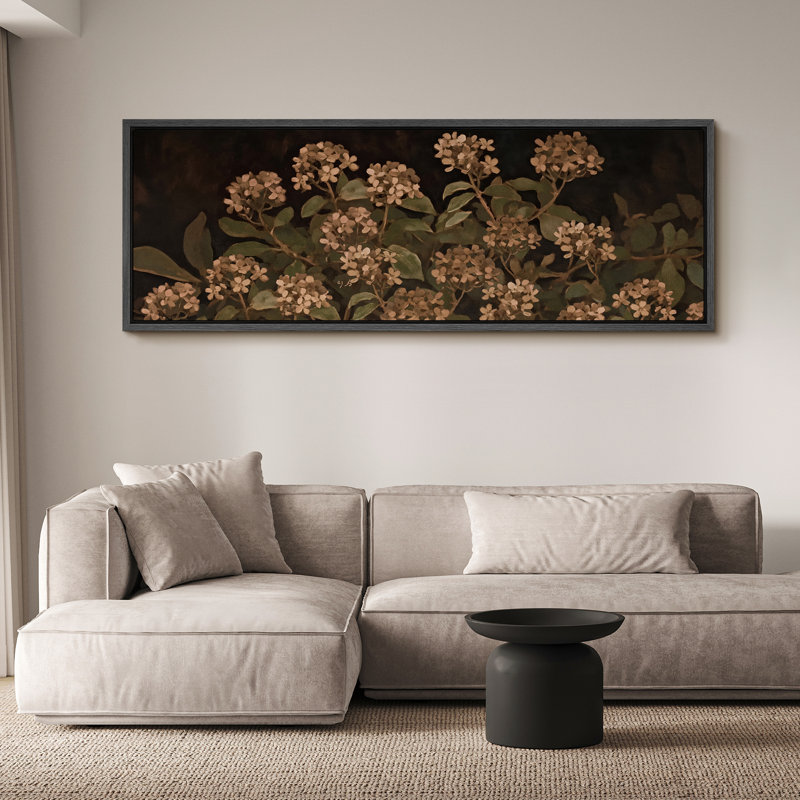 Œuvre d'hortensia rustique brun vert, photos murales florales, impression numérique sur toile giclée sur toile, Black