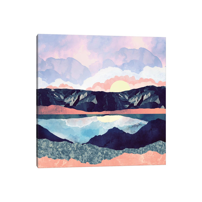 Lake Reflection - impression d'art graphique, Sans mat, Toile tendue, H 12 po x l 12 po x P 0,75 po