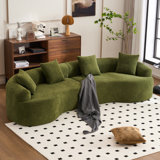 Full Compression Sponge Sofa Curved Modular Sectional Sleeper Couch, High-Density Chenille 800 lbs