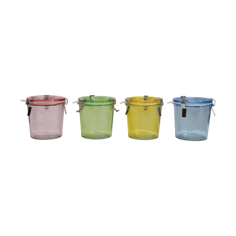 Multicolore, ensemble de 4 pots de rangement hermétiques avec couvercle et pinces métalliques