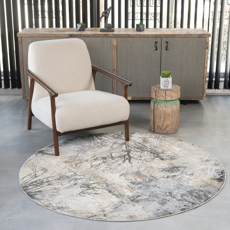 Henretta Abstract Indoor Rug, Round 5'3"