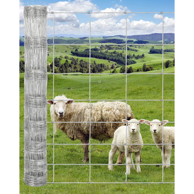 Heavy Duty Galvanized Wire Fencing, 12 Gauge Hinge Joint Livestock Stock Netting Roll, 5x328 FT