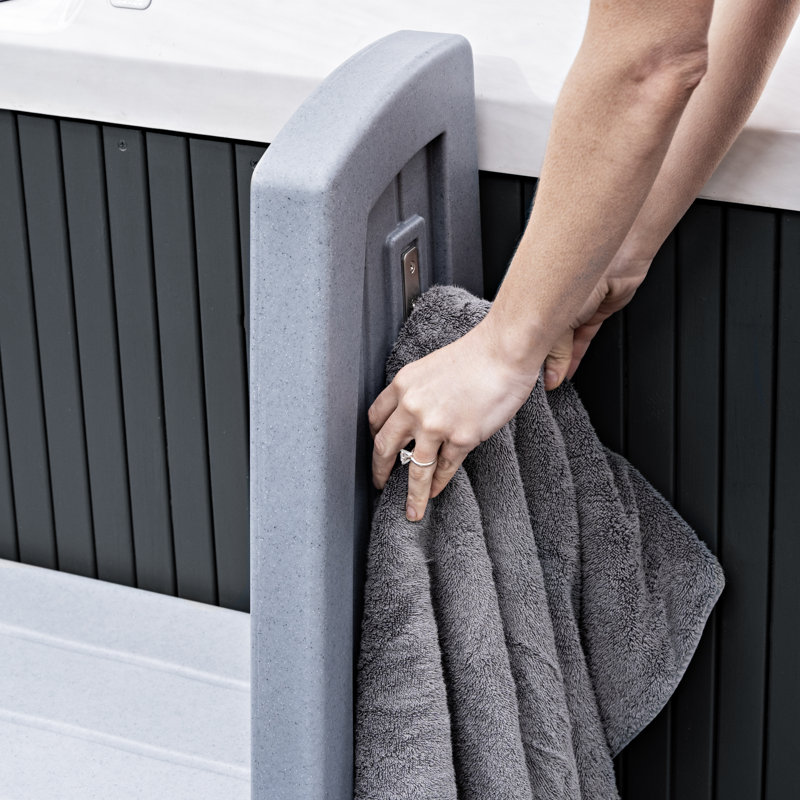 Gray 2-Step Plastic Hot Tub Storage Steps with Handrails