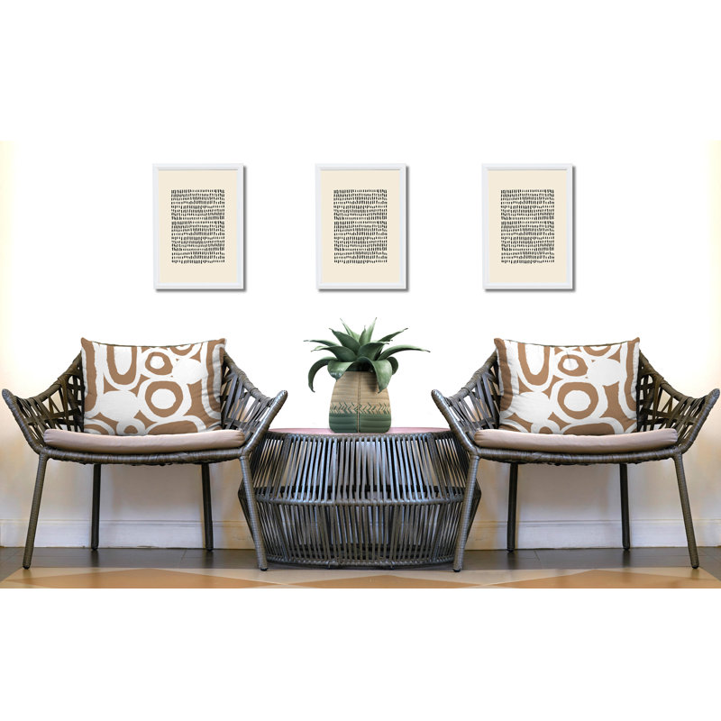 Ensemble de 2 coussins réversibles intérieur / extérieur Otto Tribal, 20 po x 14 po, Beige