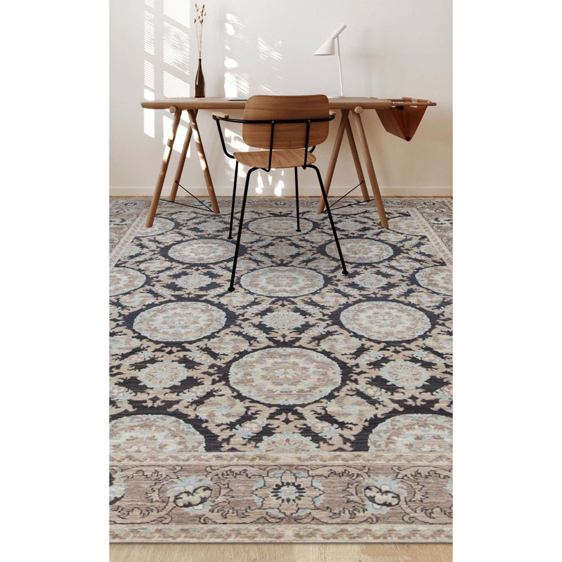 Ziegler Wool Oriental Area Rug in Brown/Gold/Black