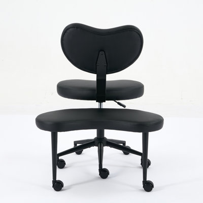 Meditation Chair Plus – Black Cross-legged Chair With Wheels, Adhd-friendly Desk Chair With Lumbar Support & Adjustable Stool For Flexible Seating