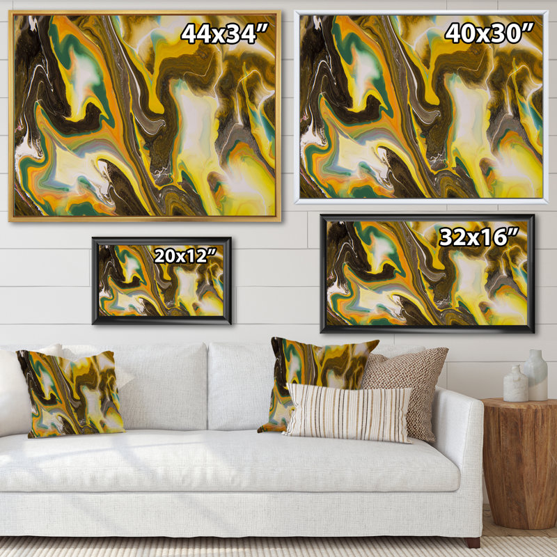 «Green Green and Marble», reproduction d'art sur toile, H 34 po x l 44 po, Toile à cadre flottant noir