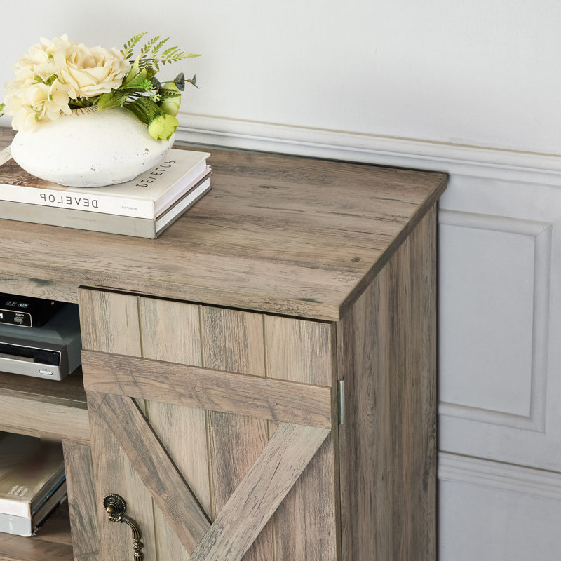 Table de télévision antique avec armoire, gris délavé, peut accueillir un écran de 50 po, l 47 po x P 15,5 po et H 31,07 po