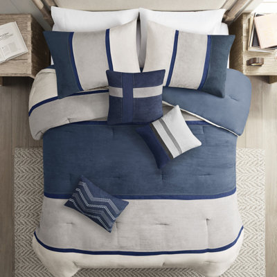 Édredon 7 pièces bleu roi - Faux suède avec surpiqûres, texture respirante