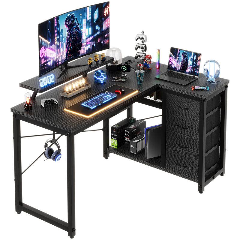 Modular L-Shaped Steel Computer Desk