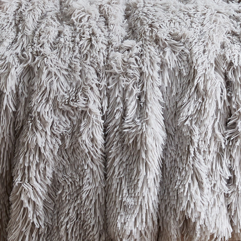 Family Sized Extra Large Cuddly So Soft Faux Fur Throw, Silver Grey