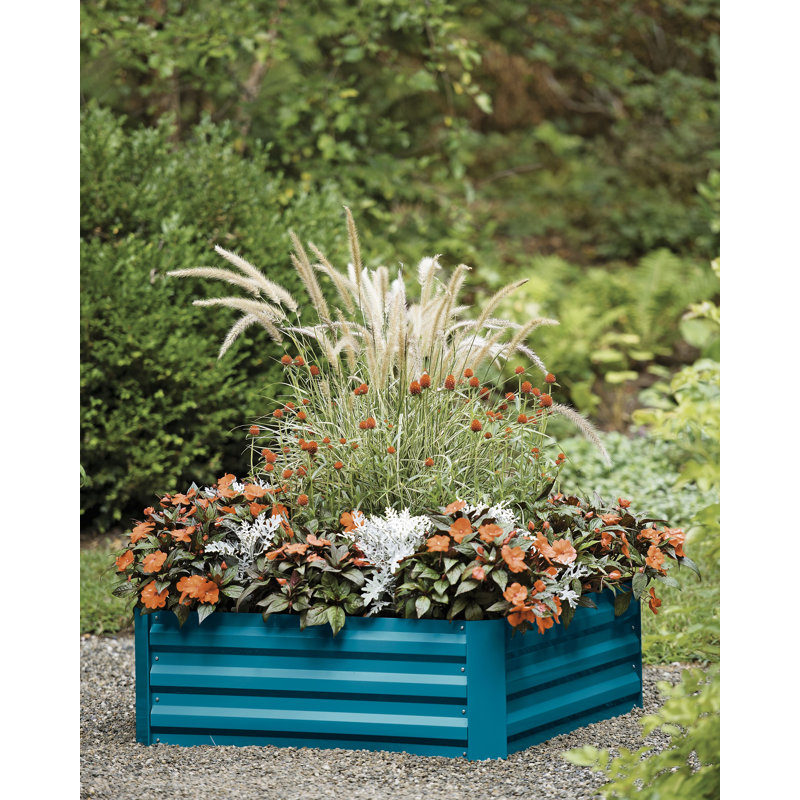 Deep Blue Corrugated Metal Outdoor Raised Garden Bed