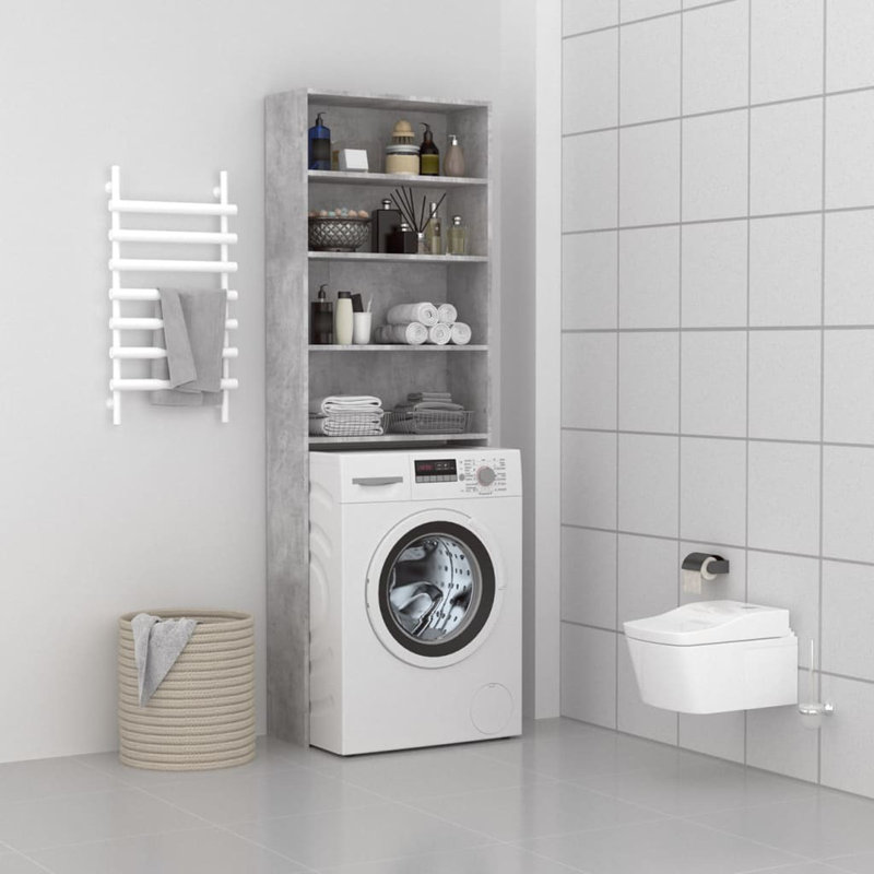 Awaiz Solid Wood Over The Toilet Storage, Concrete Grey