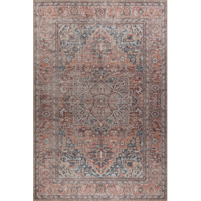 Tapis brun tissé à motif rétro