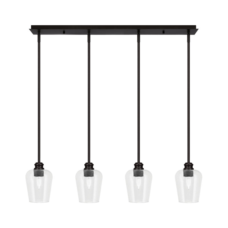 Luminaire suspendu linéaire à 4 lumières Edge avec verre transparent de 5 po Edge, Espresso