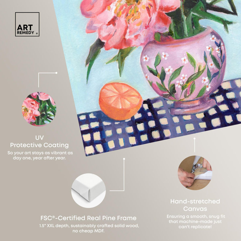 Romantic Floral Canvas Wall Art with Mirrored Edges, 20" x 16"
