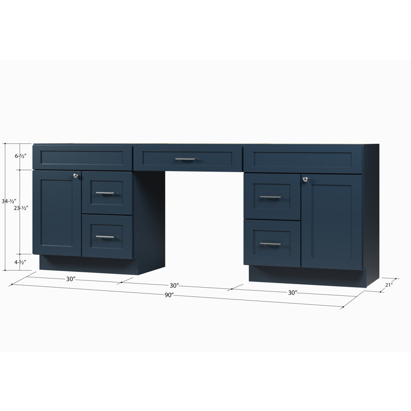 Base de meuble-lavabo double 90 seulement, Bleu