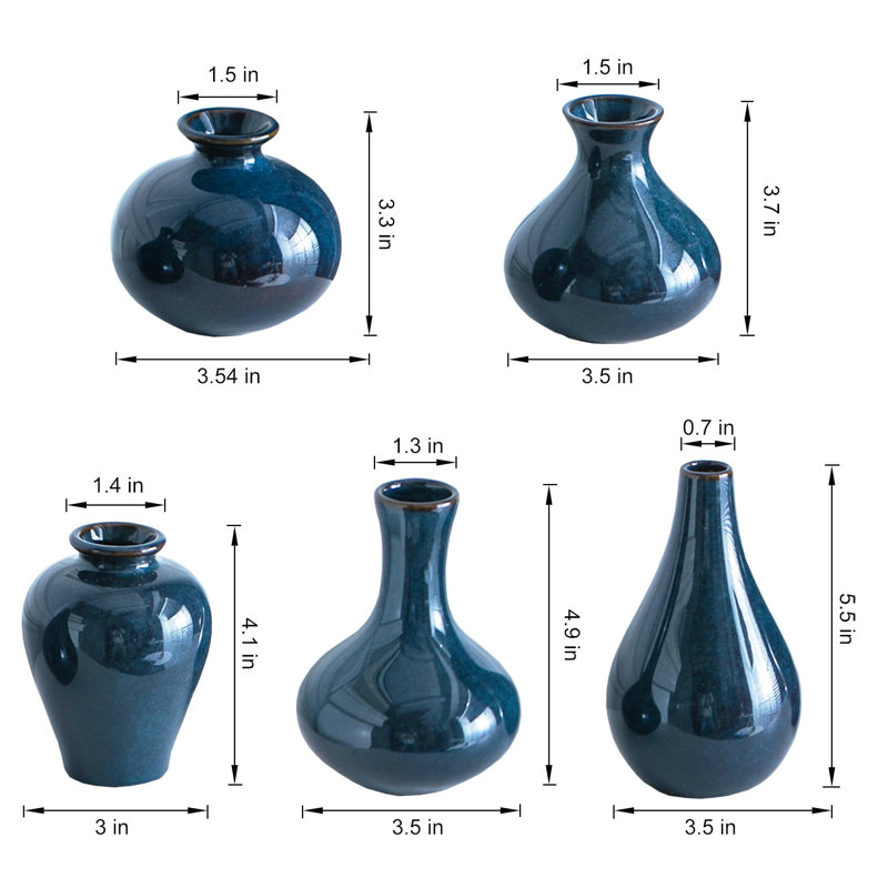 Petit ensemble de 5 vases en céramique, vase moderne, vase Bud, vase décoratif Boho pour cheminée, vestibule et salon, décorations de table maîtresse