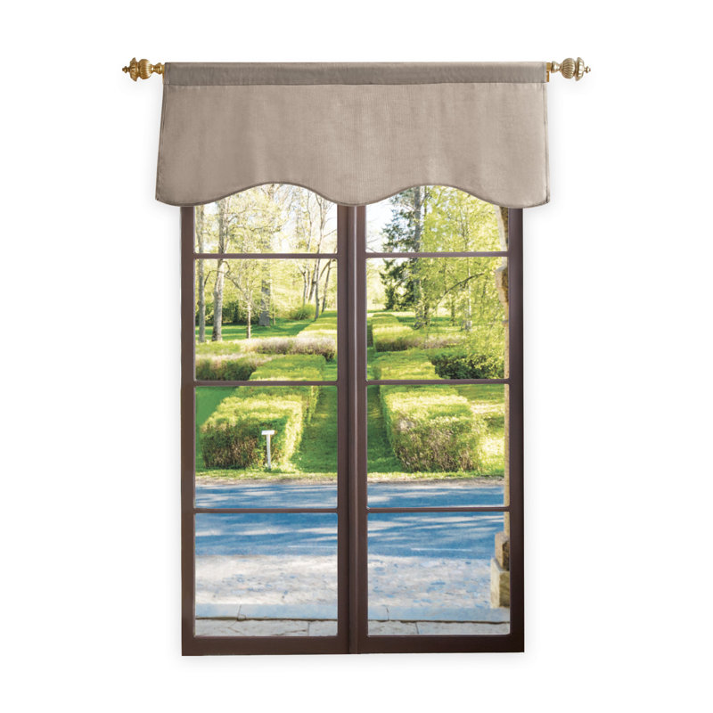 Lucca Velvet Scallop Valance Linen, Linen