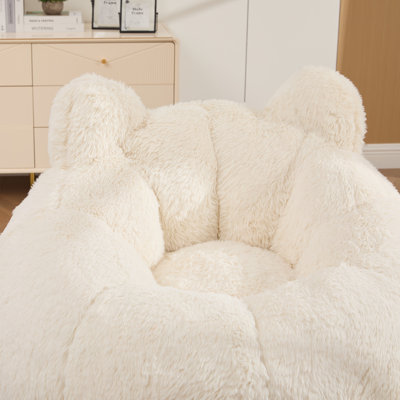 Canapé simple désossé, grand fauteuil à billes en fausse fourrure, fauteuil à billes moelleux en forme de chat, fauteuil d'appoint confortable pour la lecture, salon de jeu dans le dortoir du salon