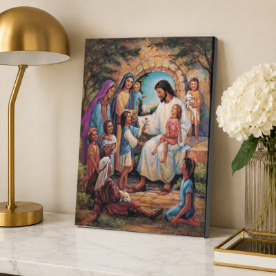 jesus christ and children religion poster