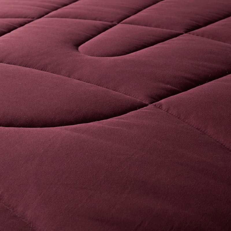 Box Stitch Comforter, King Comforter, Burgundy/Gray