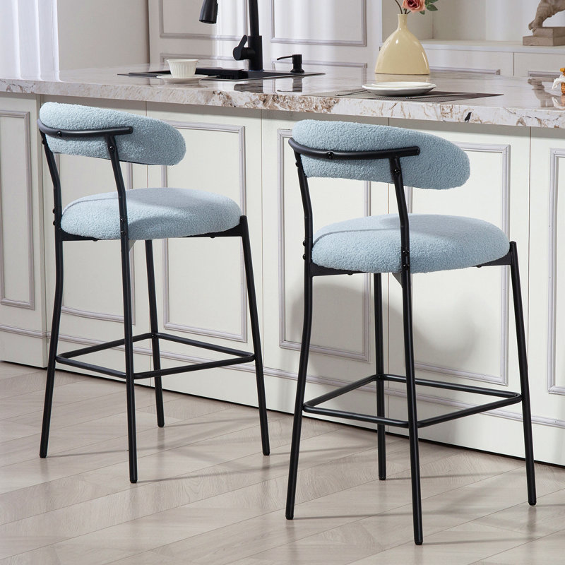 Tabouret de bar 26 po à hauteur de comptoir avec tabouret de bar et housse en tissu noir avec revêtement thermolaqué et repose-pieds