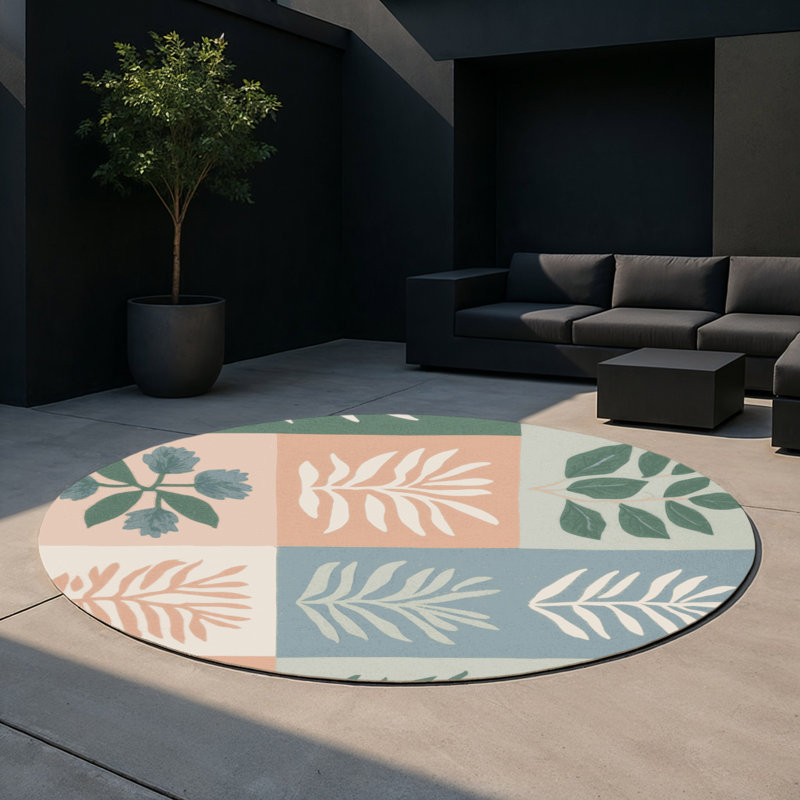 Botanical Breeze Indoor And Outdoor Area Rug, Round 5'