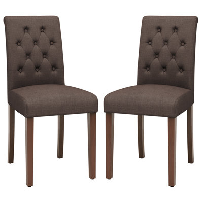 Dining Chairs Set Of 2, Button-tufted Upholstered Fabric Chairs With , Modern Armless Side Chairs For Dining Room & Kitchen
