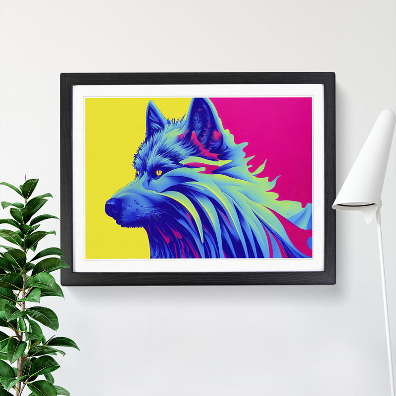 XH1022-10262X Wolf In Colour Vol.1 Abstract - Single Picture Frame Print, Black Framed, 46cm H x 64cm W x 2cm D
