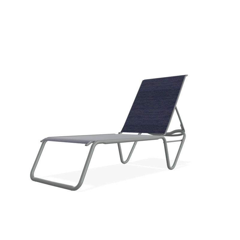 Chaise longue sans accoudoirs empilable à plat en aluminium Gardenella, Graphite, Indigo Collect