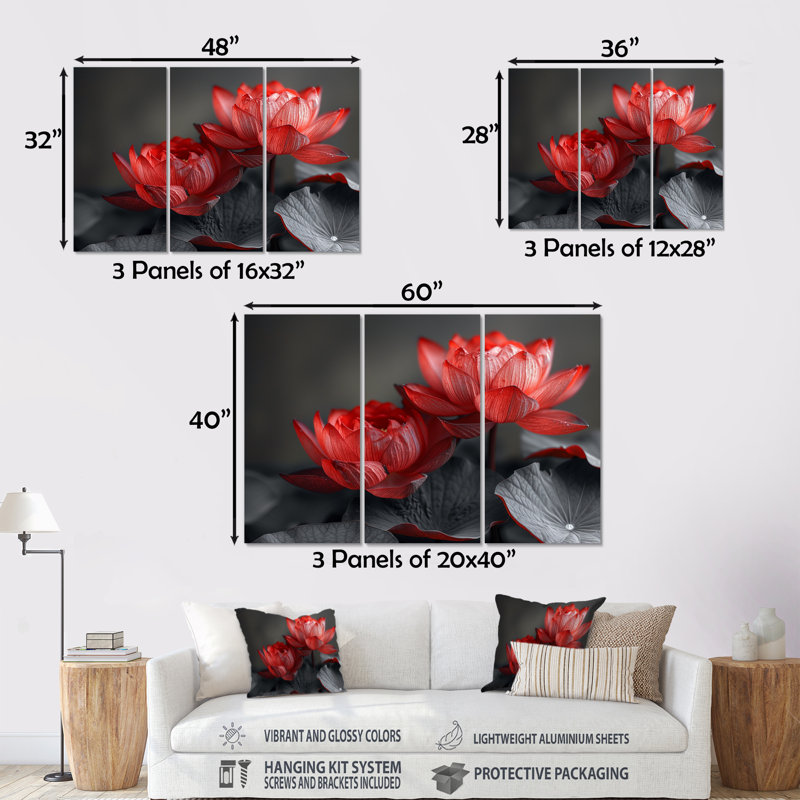Ensemble de salon Rosso - Lotus, Métal métal, H 32 po x l 48 po x P 1 po