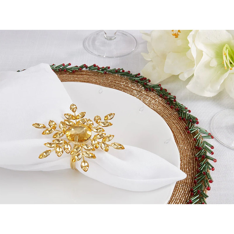 Perles de verre, porte-serviette en fer, Or