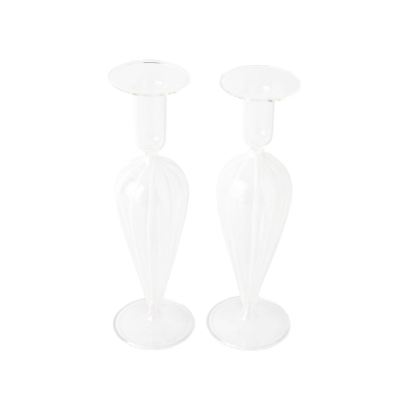 Ensemble de 2 chandeliers à rayures Nuovo, Blanc / transparent