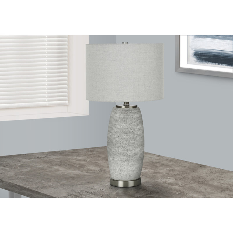 25" Modern Grey Ceramic Table Lamp with Grey Shade