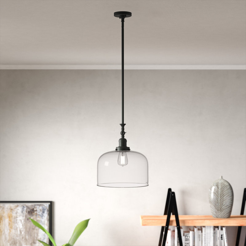 Hiers 1 - Light Single Pendant, Matte Black, Clear, No Bulb Included