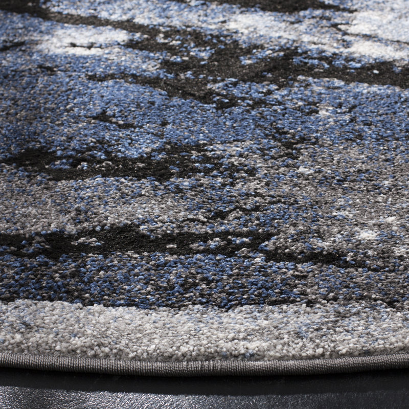 Tapis bleu / gris anthracite Dontae, Rectangle 6 pi 7 po x 9 pi