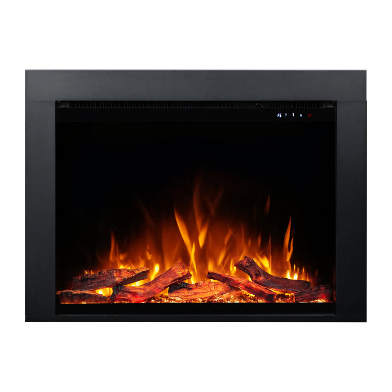 Fireplug Pro 33 Inch Smart Electric Fireplace Insert with Fire Crackle Sound + 2 Inch Trim Kit, 29"H x 39"W x 7.88"D